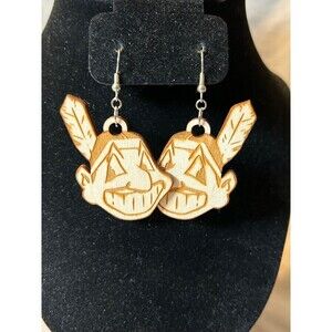 MLB Cleveland Indians Large Size Wooden Earrings Unique